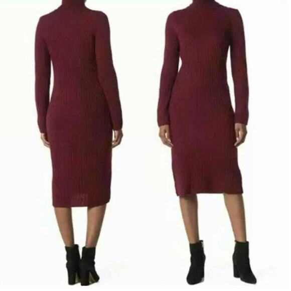 BB Dakota by Steve Madden Knit Turtleneck Midi Sweater Dress Sz Large Wine NWT - Picture 1 of 6